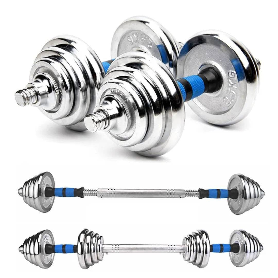 🏋️‍♂️ Haltères Chromées Ajustables 20 KG – YORK FITNESS