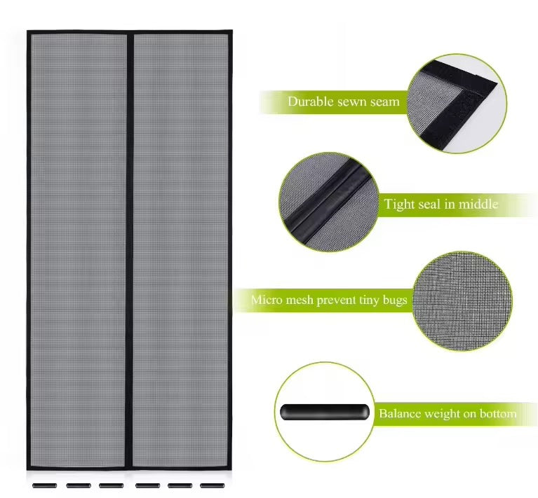 🚪🦟 Moustiquaire de Porte Magnétique – 1 m × 2,10 m (Couleur Noire)