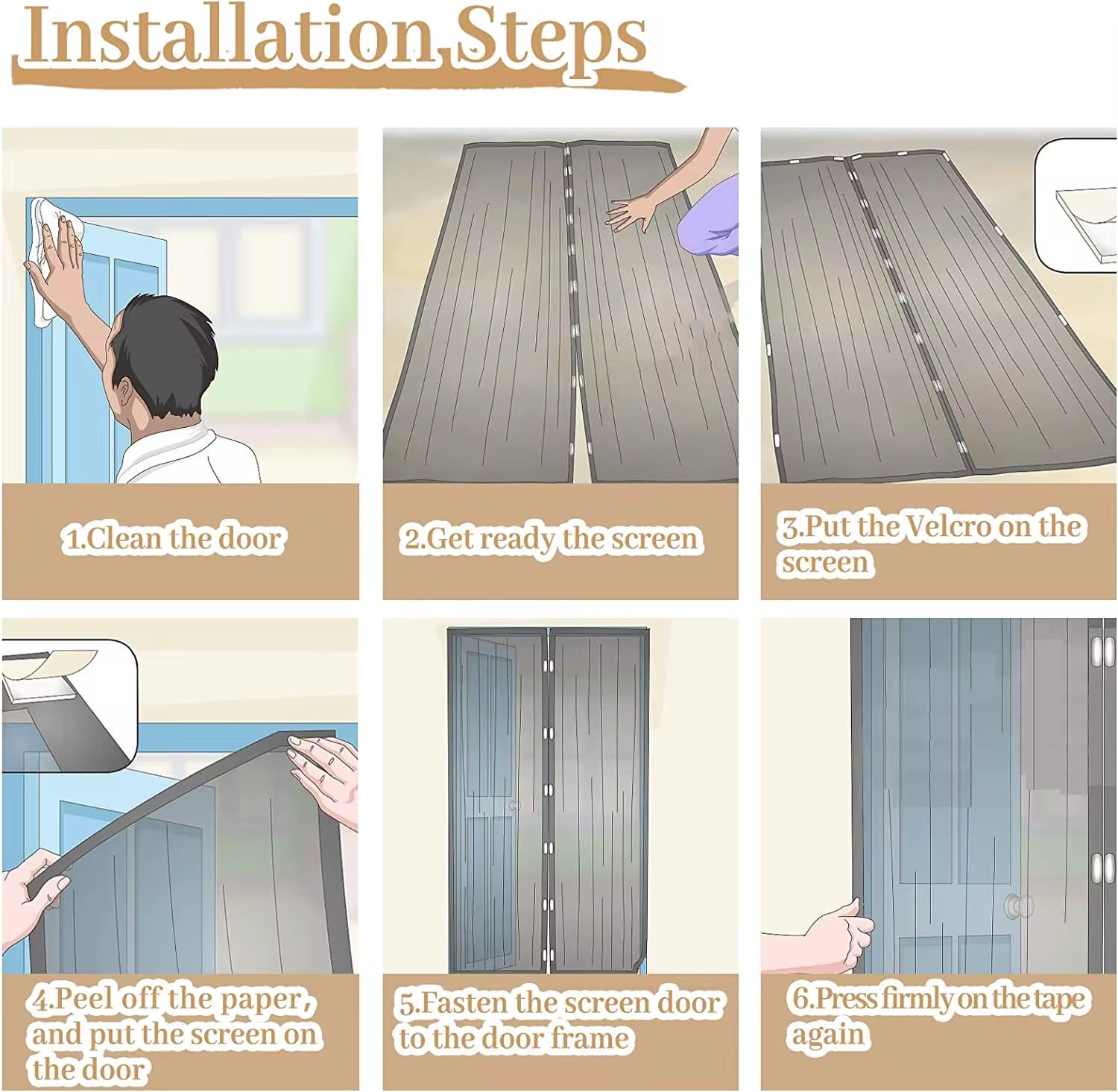 🚪🦟 Moustiquaire de Porte Magnétique – 1 m × 2,10 m (Couleur Noire)