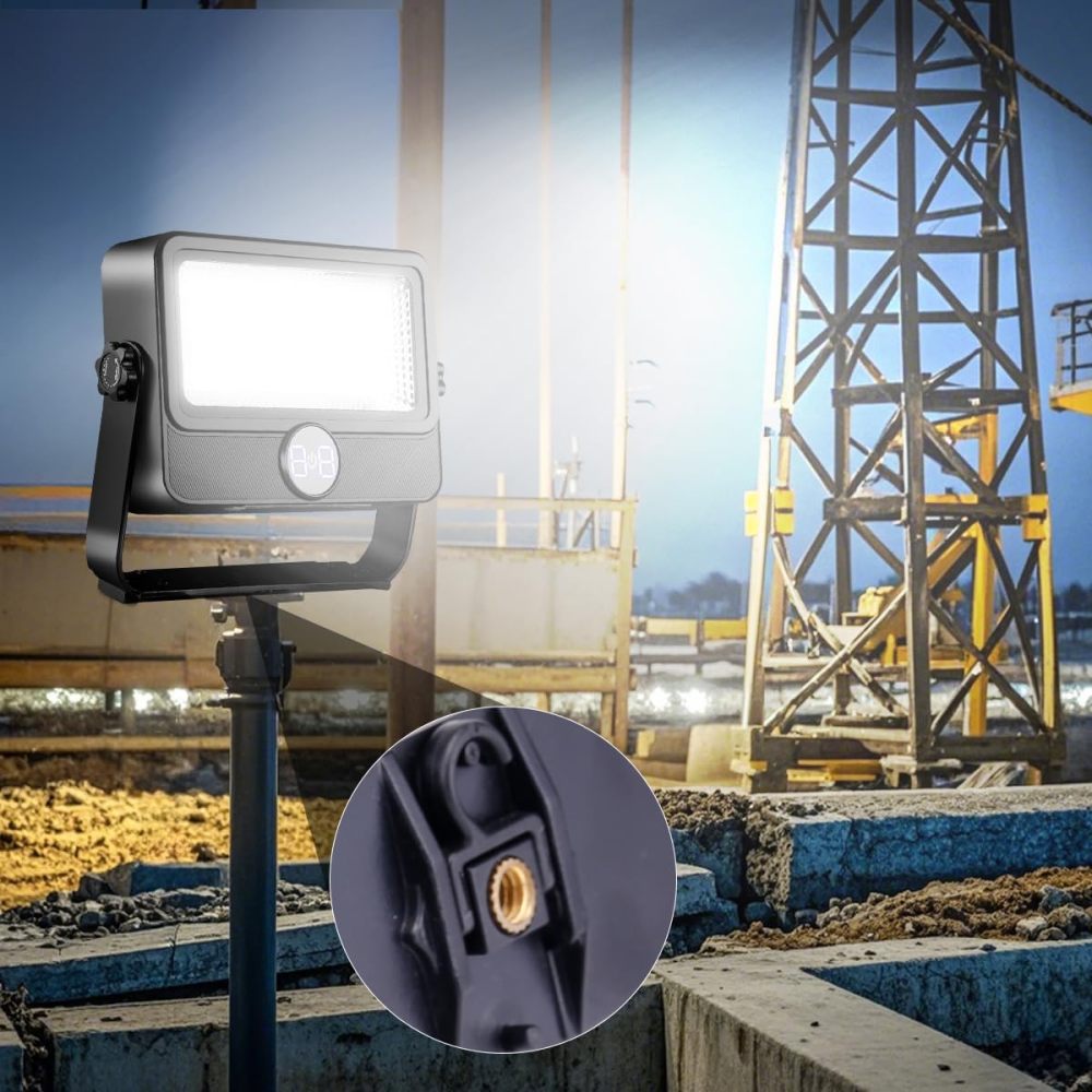 🔦 Lampe de Travail LED 100W Rechargeable avec Support & Panneau Solaire ☀️