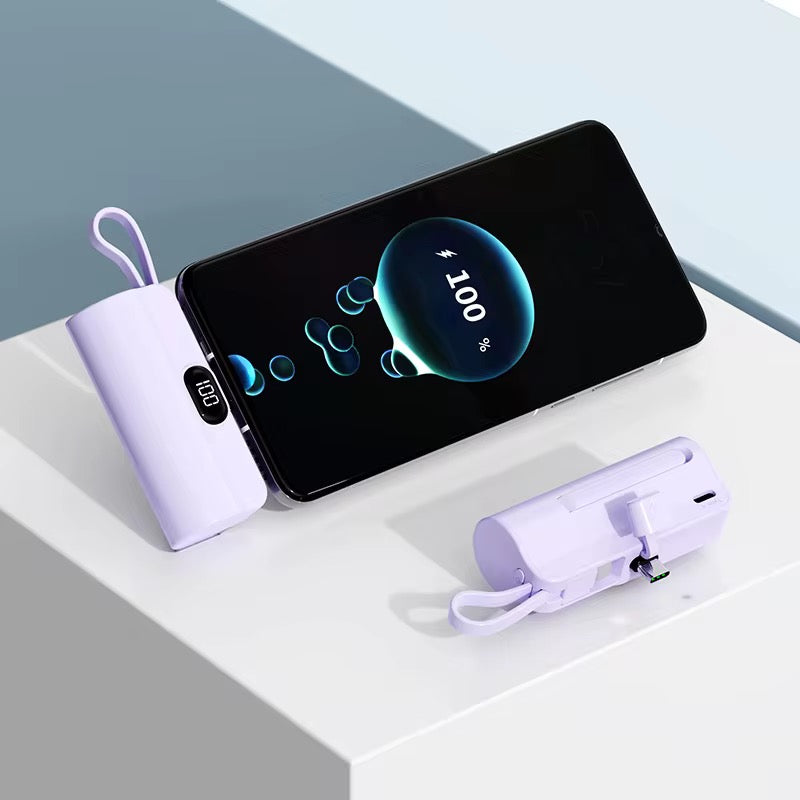 🔌 Mini Power Bank Multifonction 10000mAh – Câble Intégré & Charge Ultra-Rapide