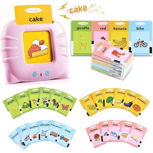 🧸 Cartes Flash Parlantes Éducatives – Machine Sonore 224 Mots à Vue ( bleu et Rose )