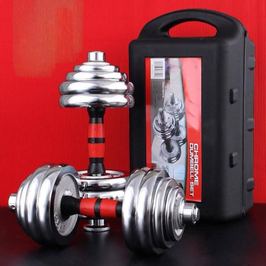 🏋️‍♂️ Haltères Chromées Ajustables 20 KG – YORK FITNESS
