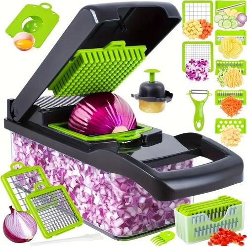 🥕 Coupe-Légumes Multifonction 16 en 1 – Mandoline Professionnelle de Cuisine 🍅