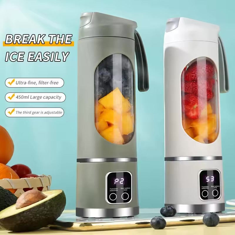 🍹 Presse-fruits Portable, capacité de 450ml, 8 lames, 3 vitesses, mélangeur Rechargeable par USB.