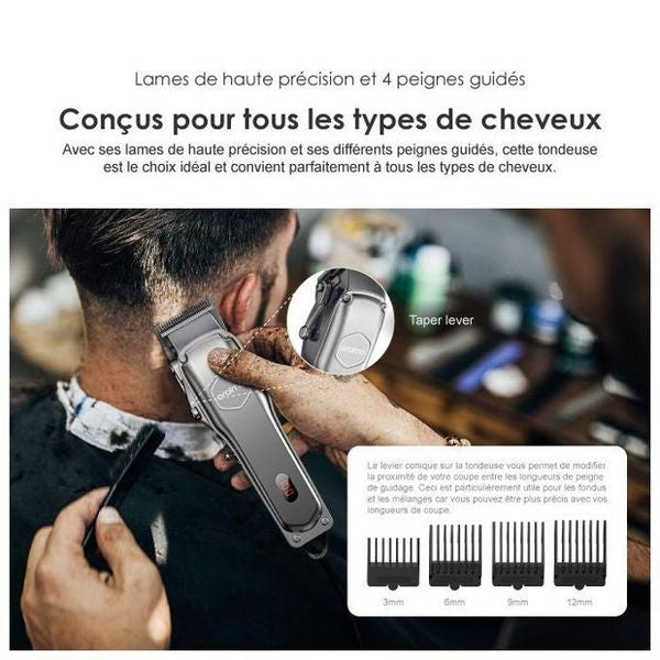 ⚡ Tondeuse Électrique Rechargeable Oraimo – Couleur Argent ✨