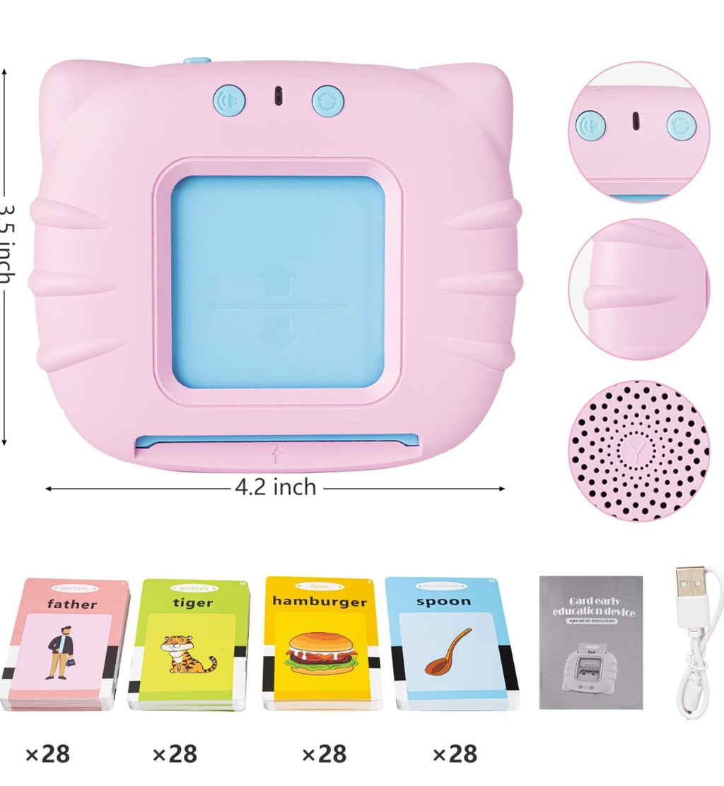 🧸 Cartes Flash Parlantes Éducatives – Machine Sonore 224 Mots à Vue ( bleu et Rose )