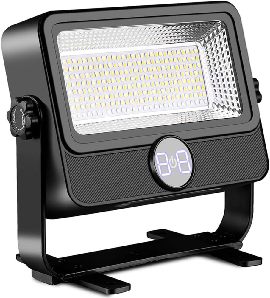 🔦 Lampe de Travail LED 100W Rechargeable avec Support & Panneau Solaire ☀️