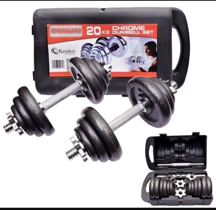 🏋️‍♂️ Haltères Chromées Ajustables 20 KG – YORK FITNESS