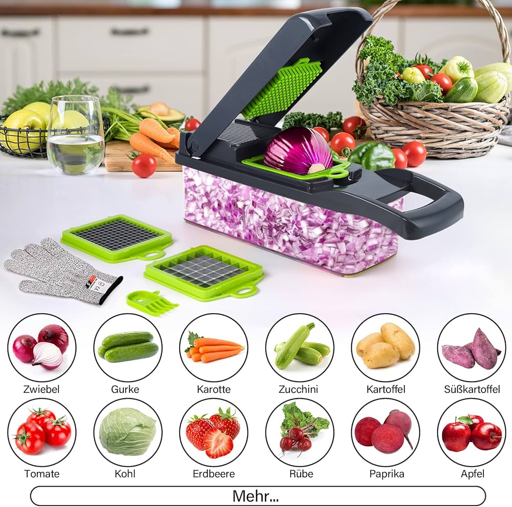 🥕 Coupe-Légumes Multifonction 16 en 1 – Mandoline Professionnelle de Cuisine 🍅
