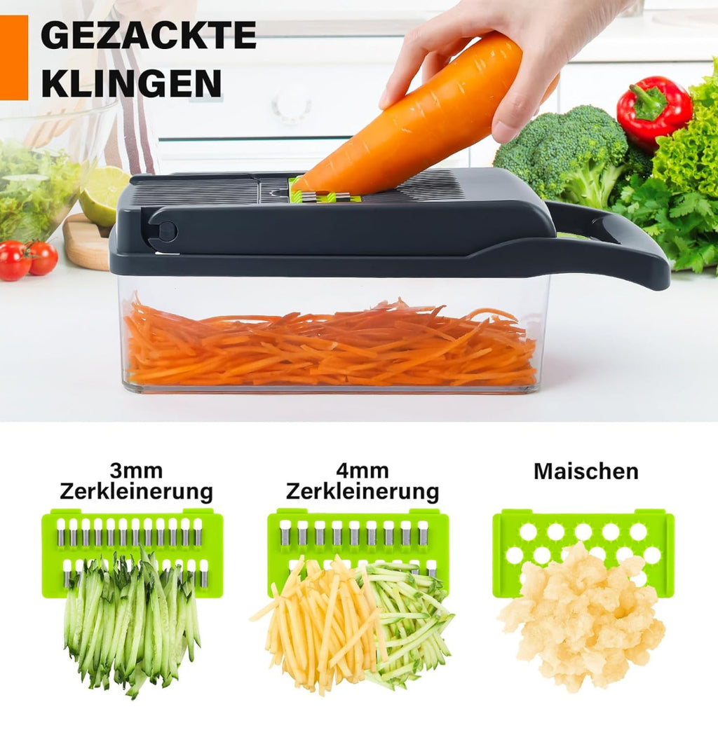 🥕 Coupe-Légumes Multifonction 16 en 1 – Mandoline Professionnelle de Cuisine 🍅