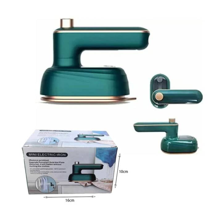 Mini Defroisseur à vapeur 2 en 1 - Rotatif - Pliable- Vert et blanc