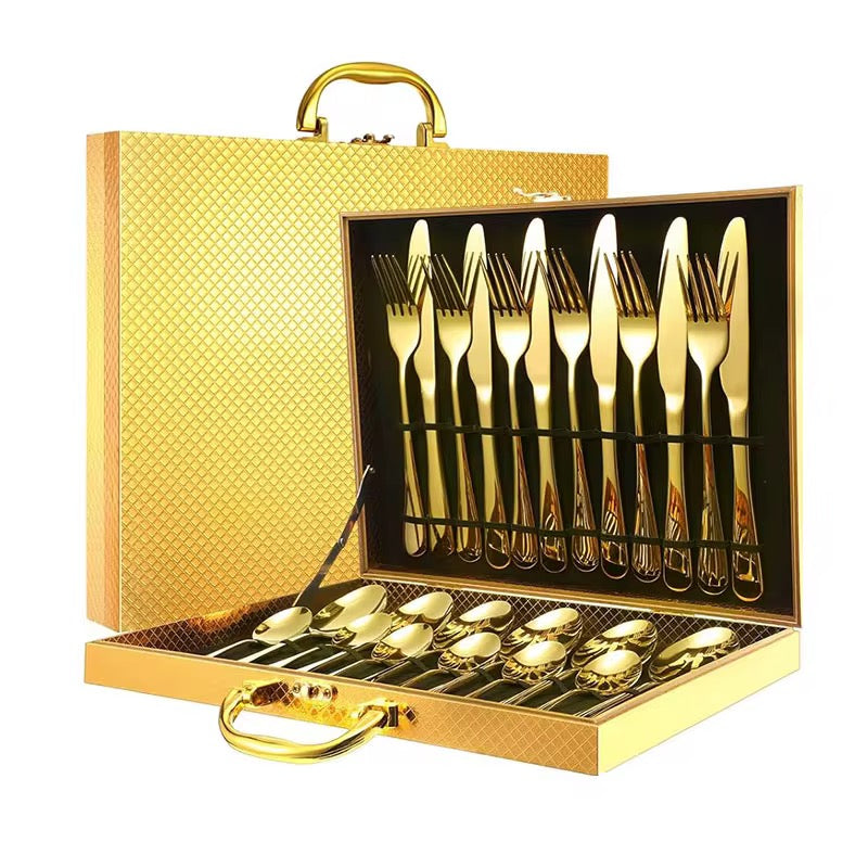 Coffret de Couverts en Acier Inoxydable – Service de Table 24 Pièces