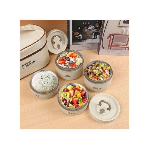 🍱 Ensemble de 4 Boîtes à Lunch avec Sac Isotherme – Transport Facile & Repas Frais Partout ! 🎒