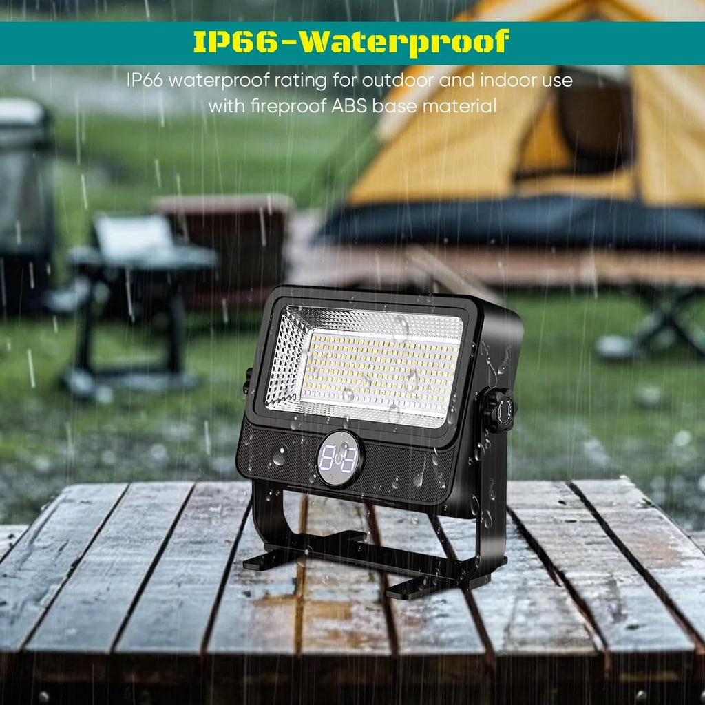 🔦 Lampe de Travail LED 100W Rechargeable avec Support & Panneau Solaire ☀️