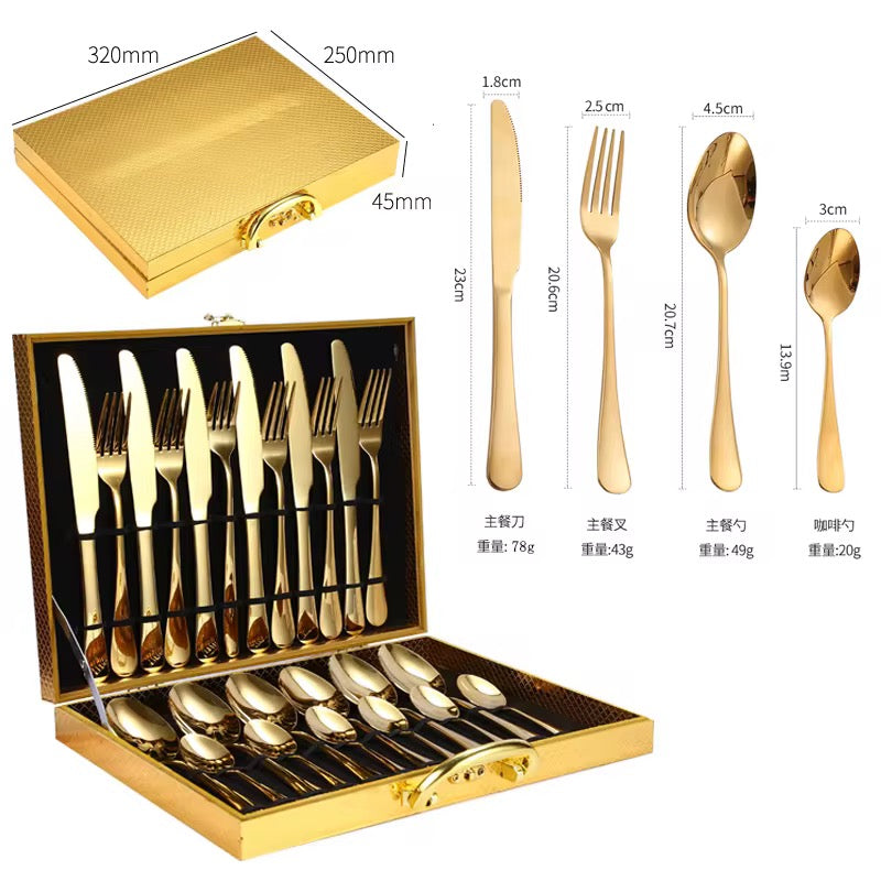 Coffret de Couverts en Acier Inoxydable – Service de Table 24 Pièces