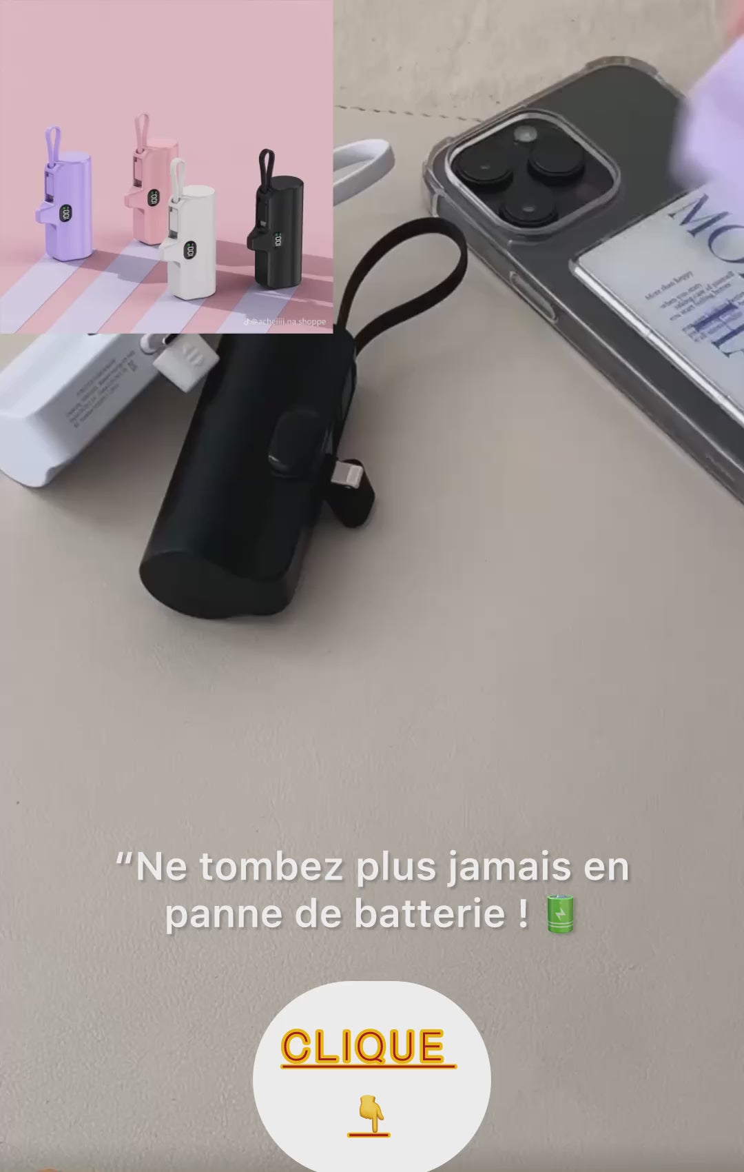🔋 Mini Power Bank 10 000 mAh – L’énergie toujours avec vous !